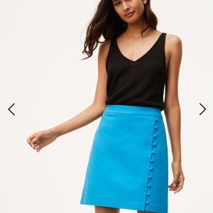 LOFT Blue Button Trim Wrap Skirt